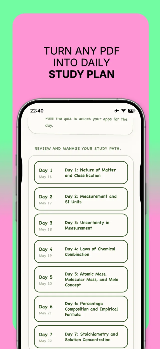 Turn any PDF into a day-by-day study plan