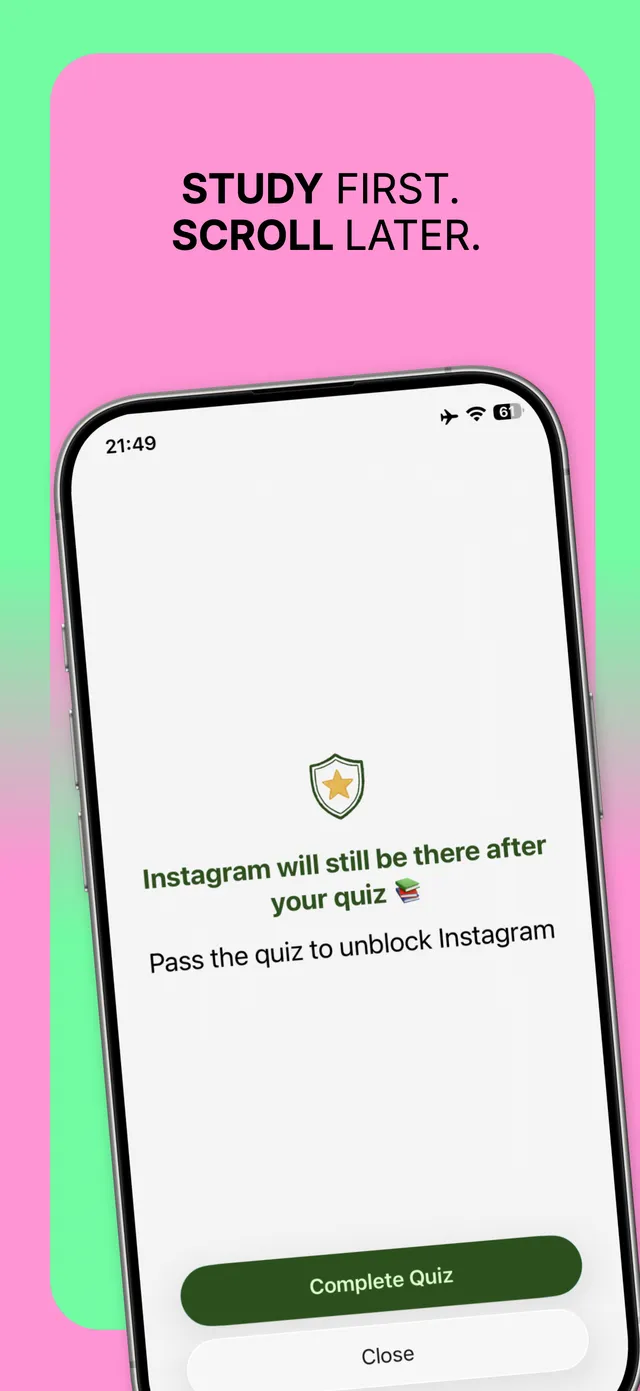 Study first, scroll later — quiz complete, apps unlocked